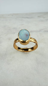 Ring australischer Opal, Gold plattiert, Größe 53