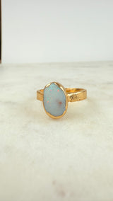 Ring australischer Opal, Gold plattiert, Größe 53