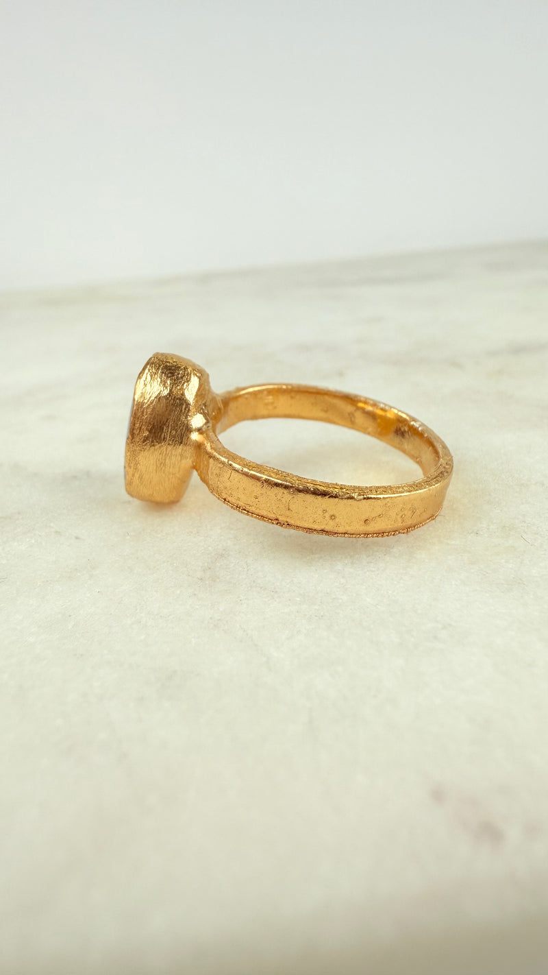Ring australischer Opal, Gold plattiert, Größe 53