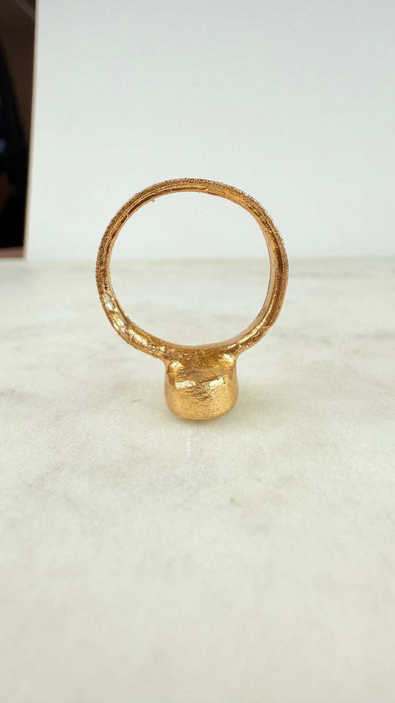 Ring australischer Opal, Gold plattiert, Größe 53