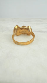 Ring 3 australische Opale, Gold plattiert, Größe 62
