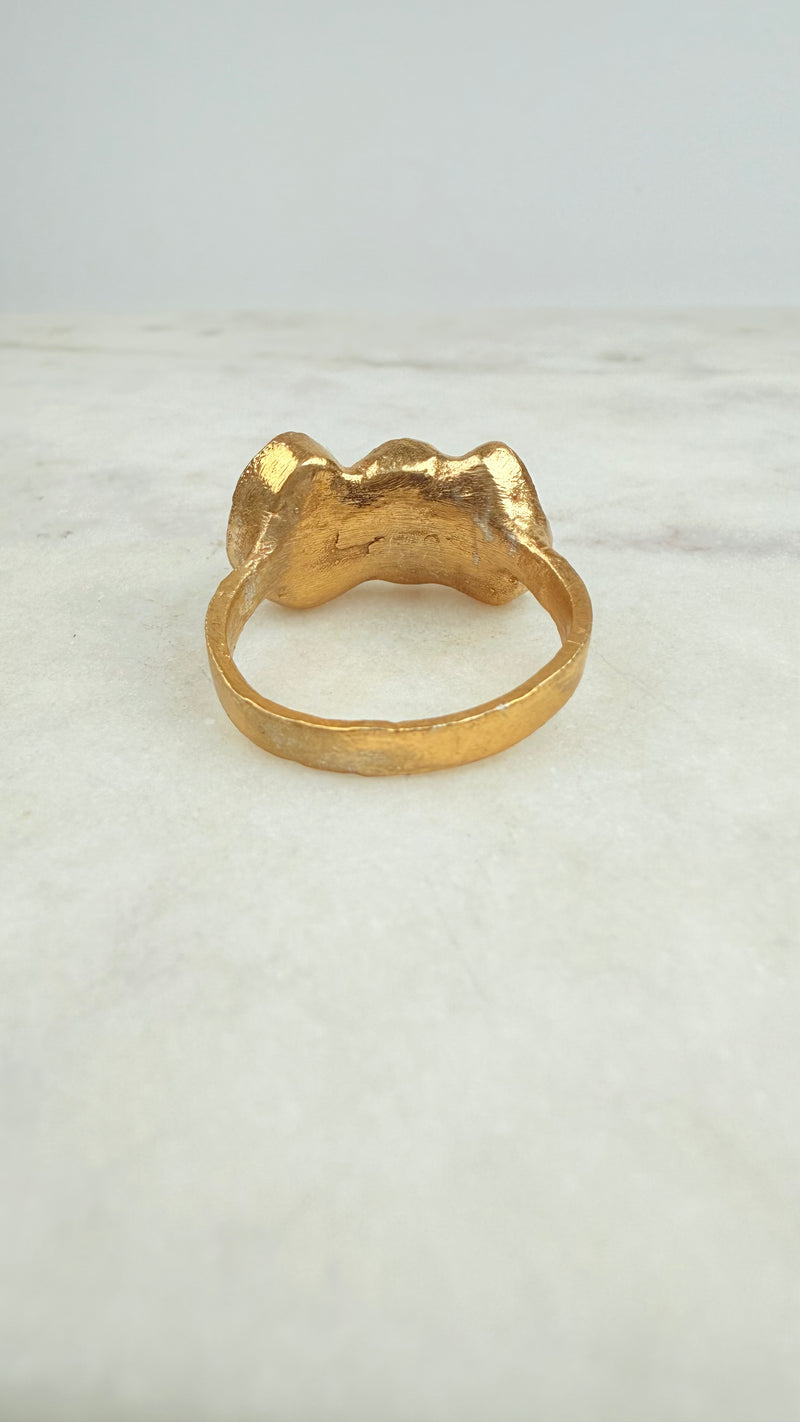 Ring 3 australische Opale, Gold plattiert, Größe 62