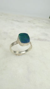 Ring australischer Opal, Silber, Größe 62