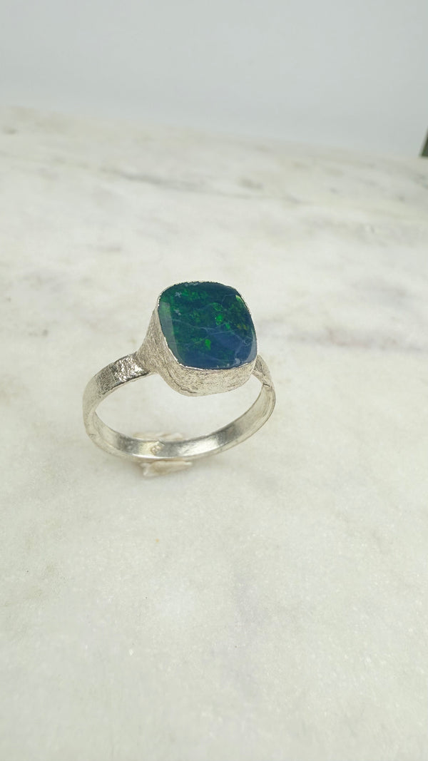 Ring australischer Opal, Silber, Größe 62