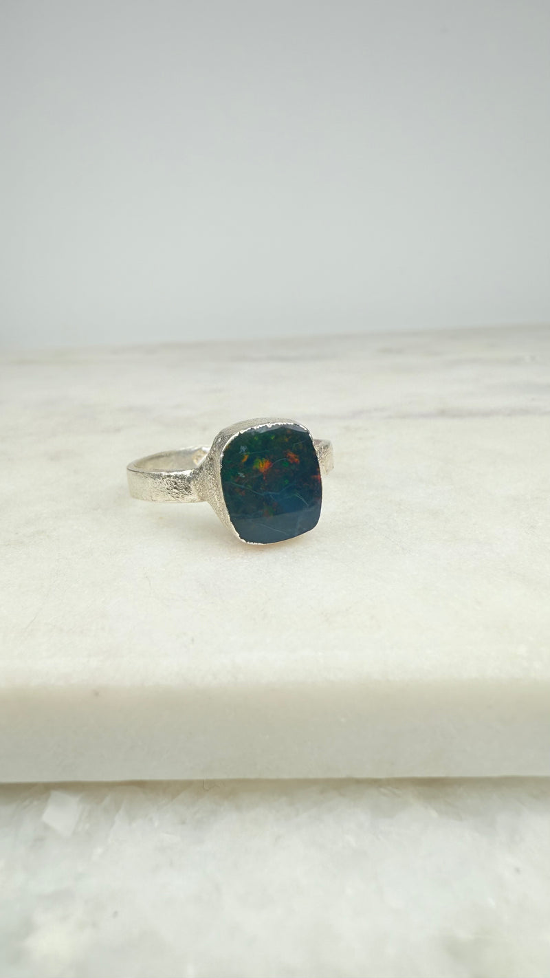 Ring australischer Opal, Silber, Größe 62