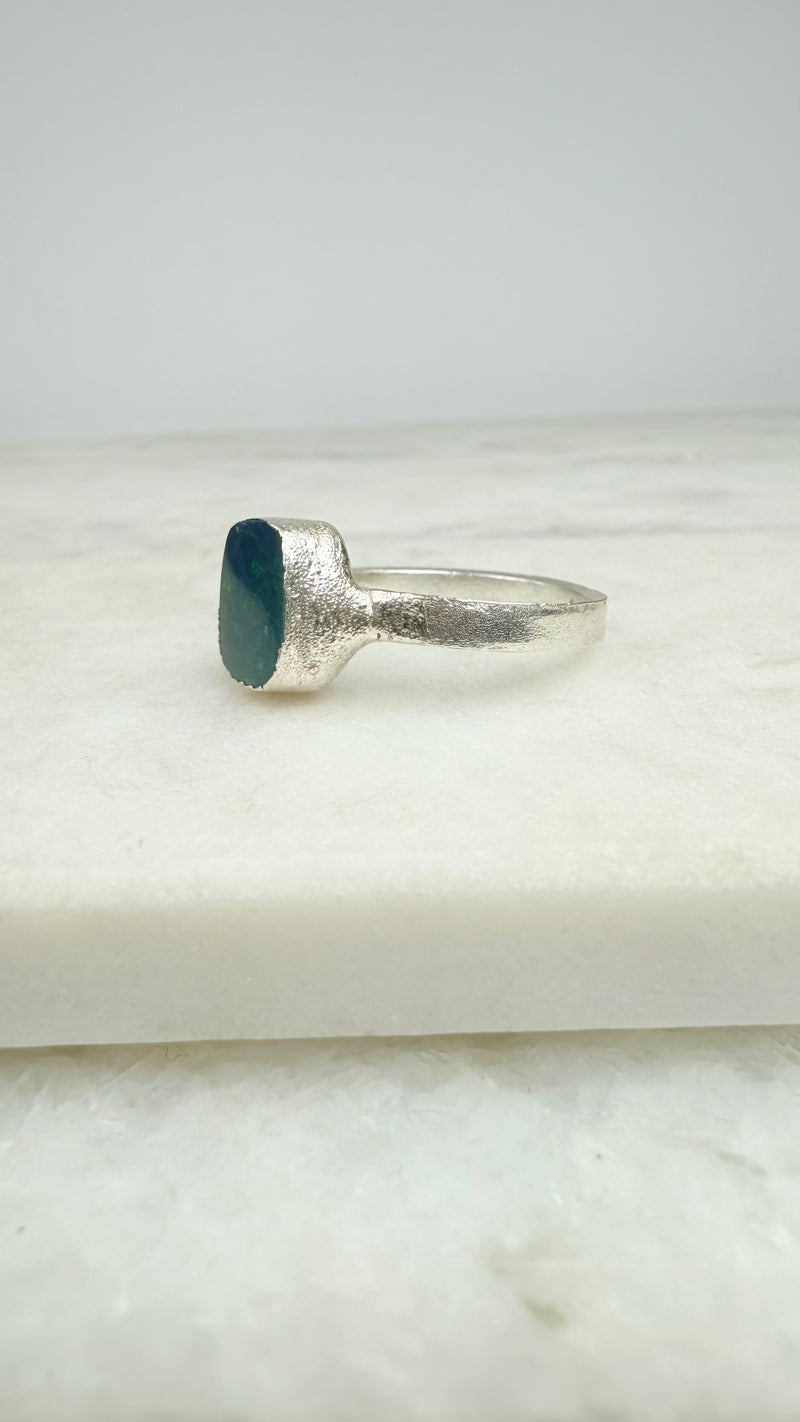 Ring australischer Opal, Silber, Größe 62