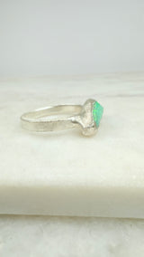 Ring Kristallopal, Rohstein, Silber, Größe 62, UNIKAT