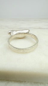Ring Kristallopal, Rohstein, Silber, Größe 62, UNIKAT