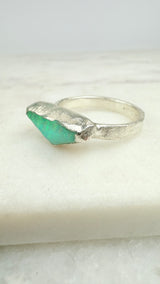 Ring Kristallopal, Rohstein, Silber, Größe 62, UNIKAT