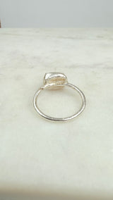Ring with purple raw tourmaline, special shape, silver - gold plated, size 57