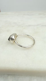 Ring with purple raw tourmaline, special shape, silver - gold plated, size 57