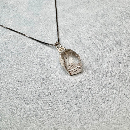 Monatsstein April, Herkimer Diamant mit Kette, Silber