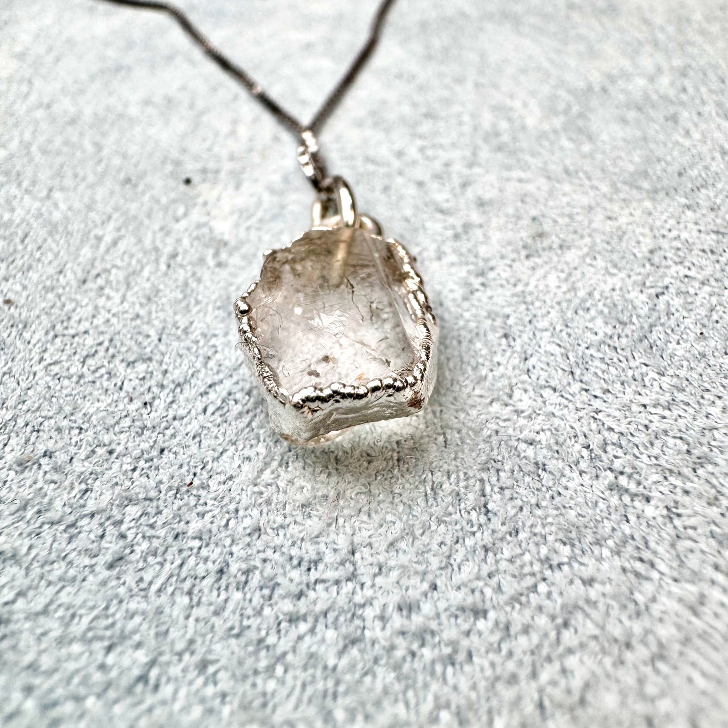 Monatsstein April, Herkimer Diamant mit Kette, Silber