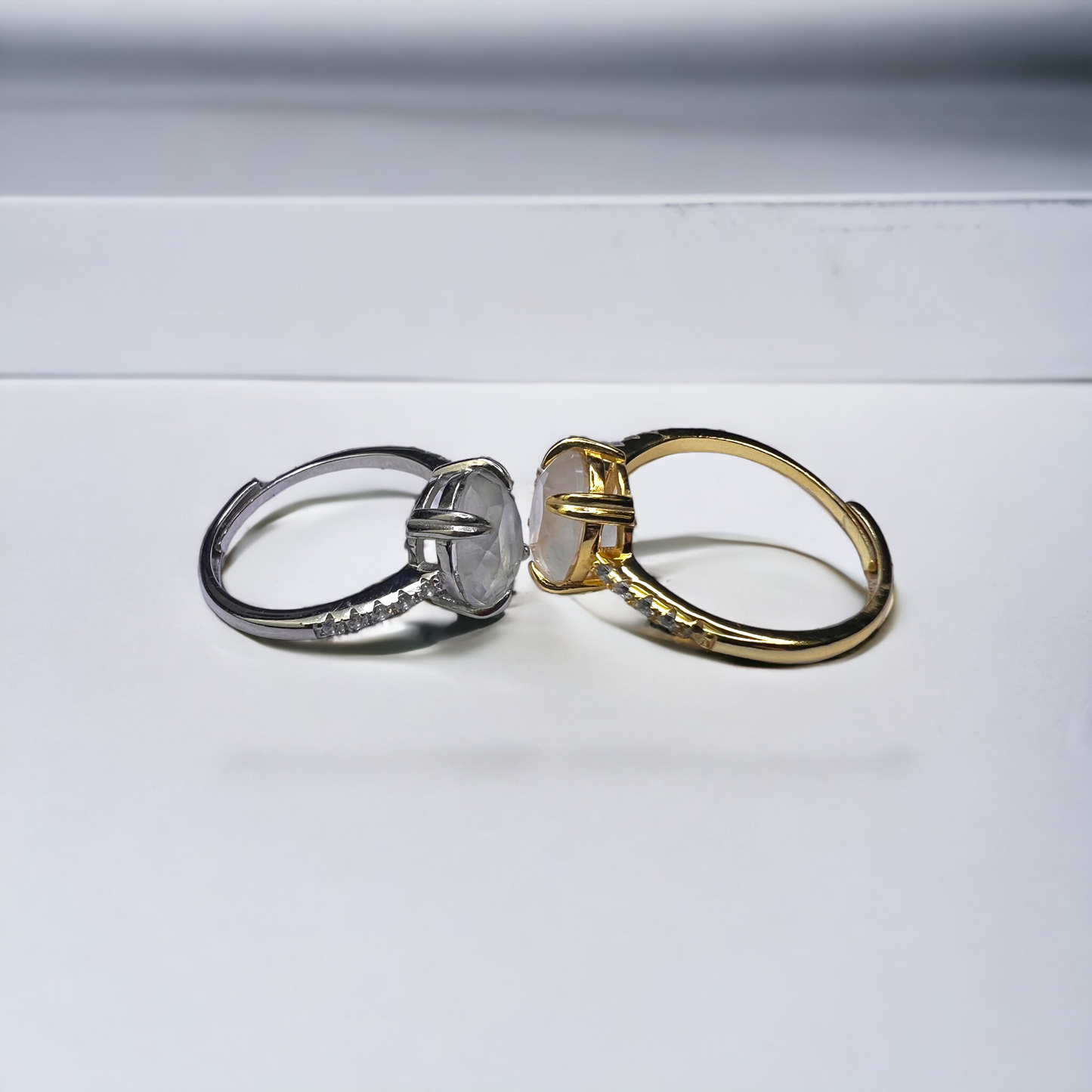 Mondstein Ring, verstellbar, echt Silber925 - vergoldet