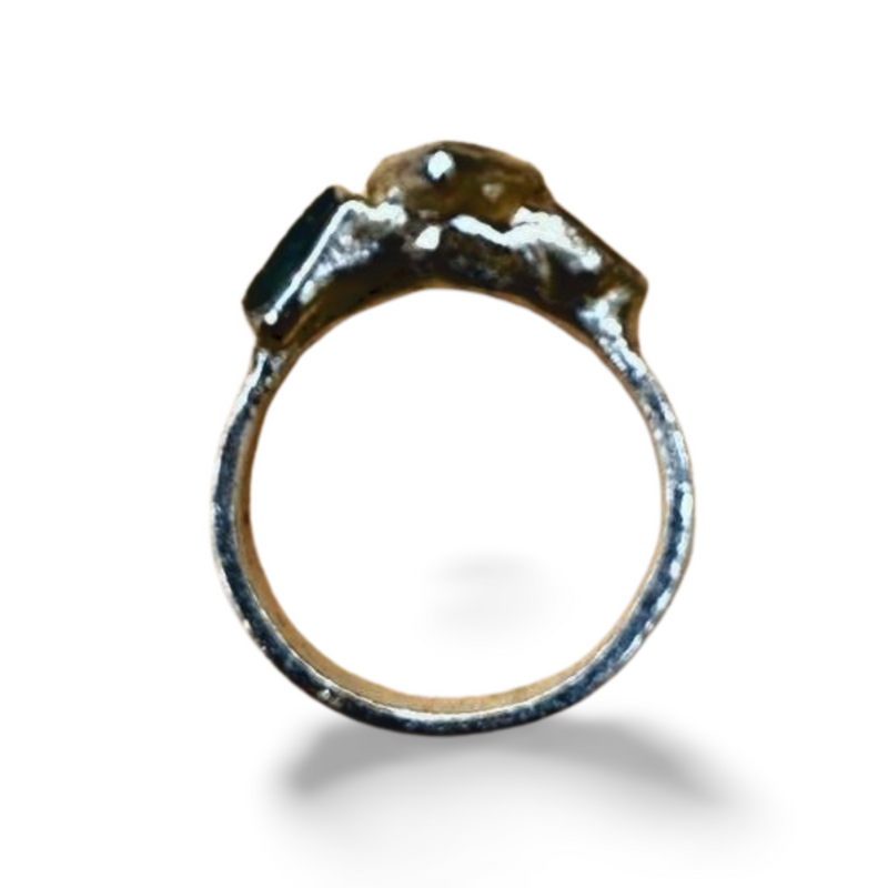 black raw crystal opal pendant with chain, silver 999