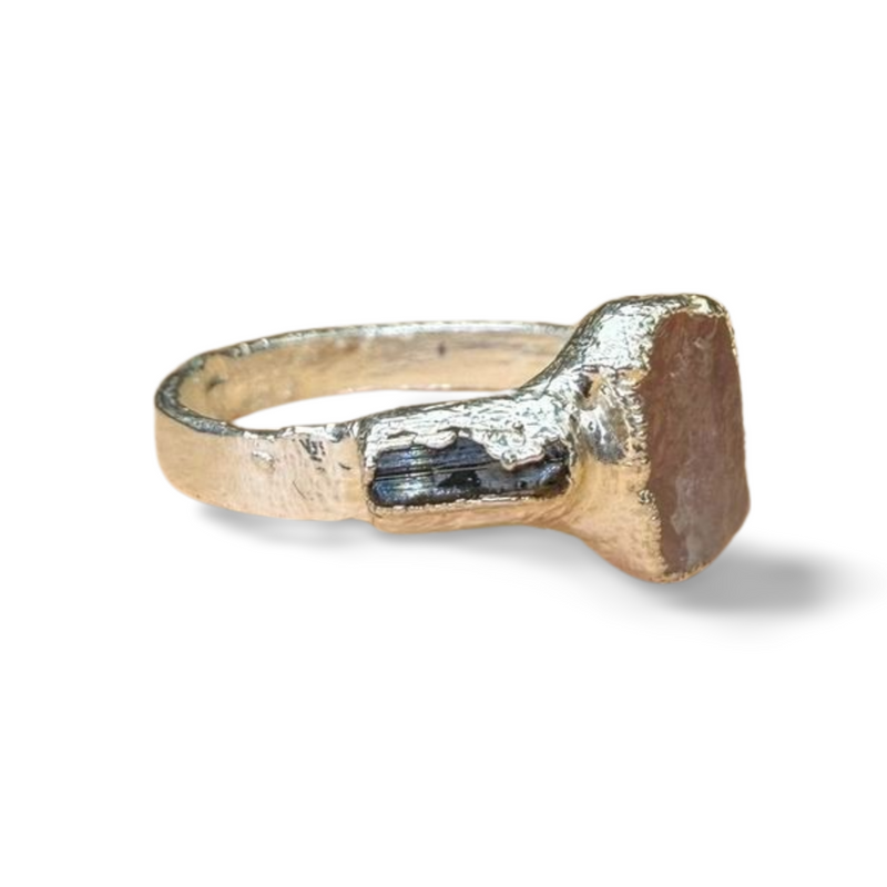 black raw crystal opal pendant with chain, silver 999