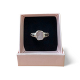 black raw crystal opal pendant with chain, silver 999