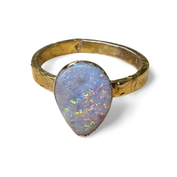 Ring with opals, silver, size 53