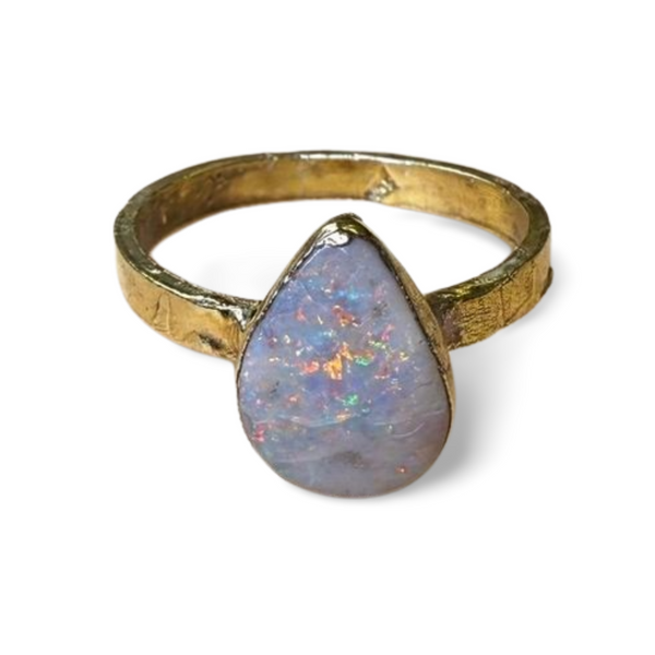 Ring with opals, silver, size 53