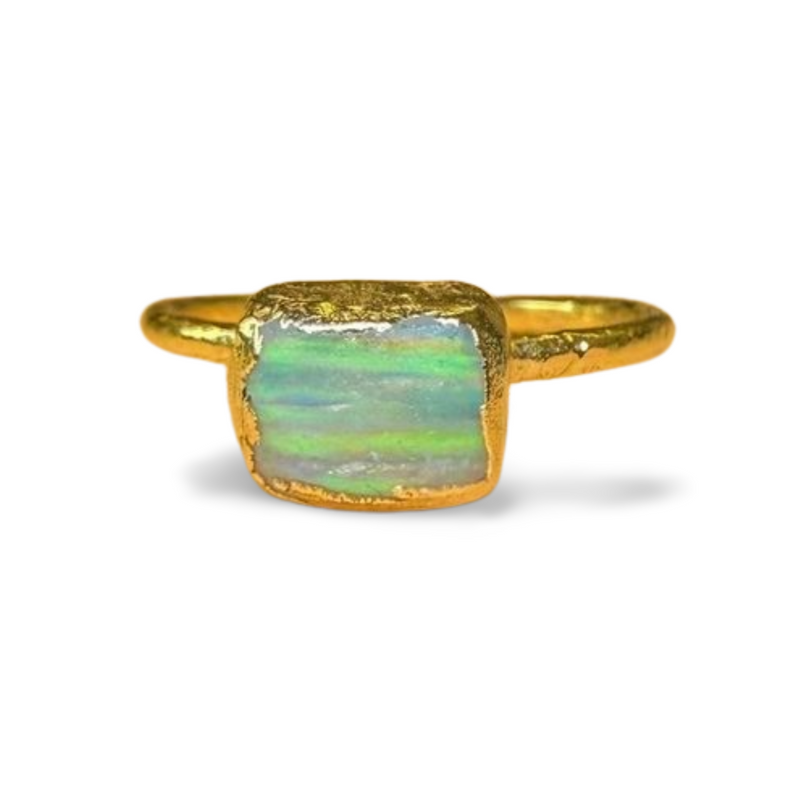 Ring Roh Opal aus Mexiko, Gold, Größe 60