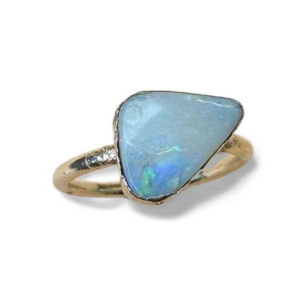 Ring australischer Opal, Gold, Größe 60
