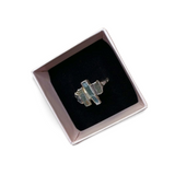 black raw crystal opal pendant with chain, silver 999