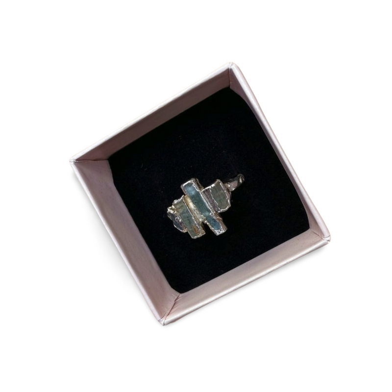 black raw crystal opal pendant with chain, silver 999