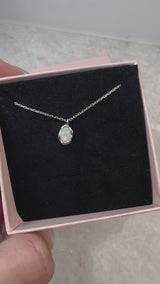 weisser Kristall Opal Anhänger, mit Halskette, Silber925